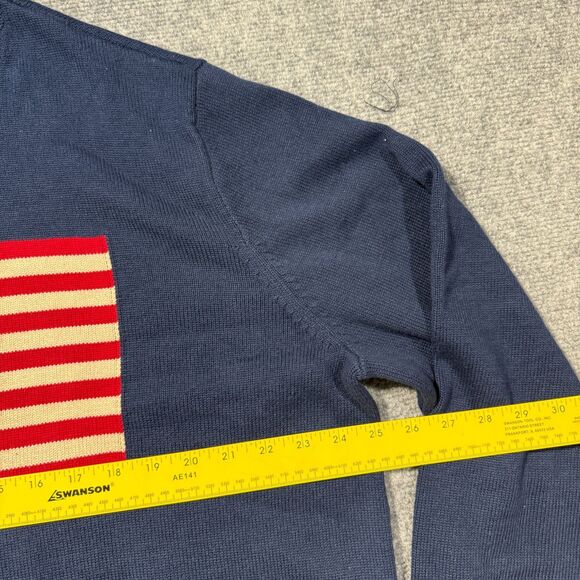 Vtg Chaps American Flag Sweater Mens XXL Blue Crewneck Patriotic USA - Picture 5 of 11